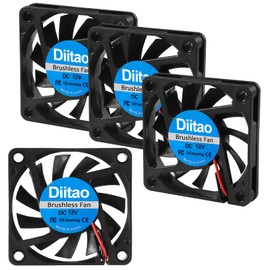 Diitao 4PCS 12V 5010 Brushless DC Cooling Fan 50 x 50 x 10mm Big Airflow Fan Silent Brushless Long Life Computer Fan (50 x 50 x 10mm 12V)