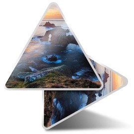 2 x Triangle Stickers 7.5cm - Lands End Cornwall England UK Fun Decals for Laptops,Tablets,Luggage,Scrap Booking,Fridges #45509