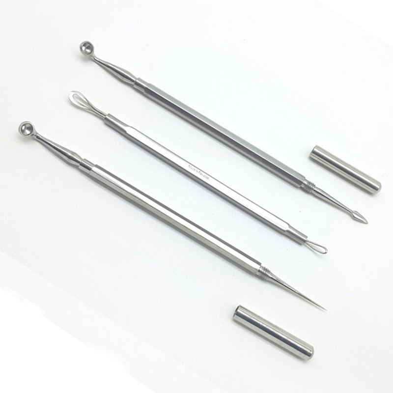 의료용 여드름압출기 3종 피지 여드름짜는도구 피부 Medical Acne Extractor 3-Piece