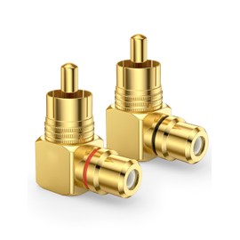 EMK RCA Converter Adapter, 90 Degree Gold Plated 90 Degree RCA Connector Male to Female, Set of 2 (1 Male to 1 Female, Right Angle)