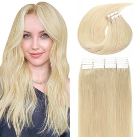 Lacer Tape In Hair Extensions Human Hair 14 Inch Invisible Tape In Hair Extensions Light Platinum Blonde Pu Skin Weft Real Remy Hair 20Pcs 50G For Women