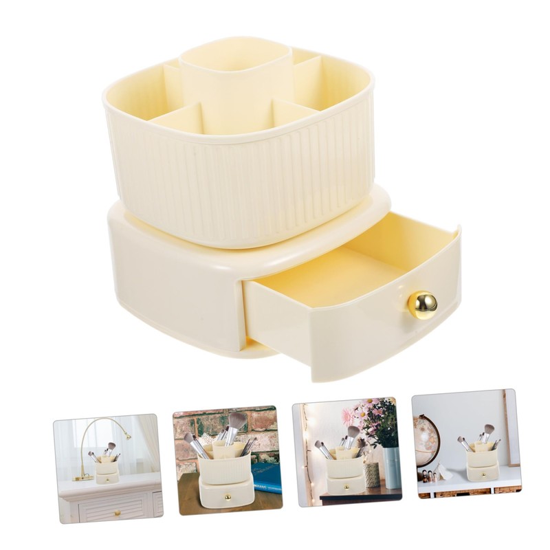 WOONEKY Rotating Makeup Brush Holder Organizer Drawer Spinning Design for