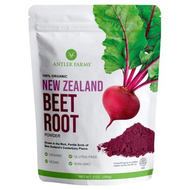 Antler Farms - 100% Pure Organic New Zealand Beet Root Powder, 40 Servings, 200g - Freeze Dried, Raw, Vegan, Gluten Free, Naturally Rich in Nitrates for Performance & Vitality