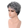 FAELBATY Short Wig for Men Layered Cut Wavy Fluffy Hair