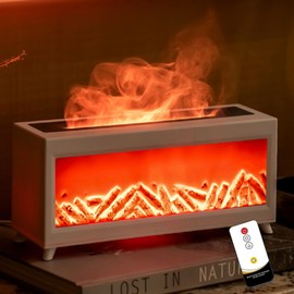 Fireplace Diffuser,Essential Oil Diffuser for Home,Smart Flame Fireplace Aromatherapy Diffuser with Remote Control,Timer and Auto-Off,Cool Mist Humidifiers Diffuser for Home,Bedroom and Office (White)