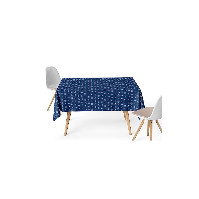 Martina Home Anchor Blue Resin Coated Tablecloth 100cm x 140cm