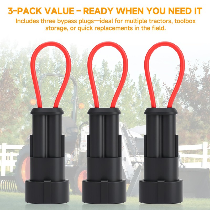 (3-Pack) Seat Safety Switch Bypass Plug Compatible with Kioti &