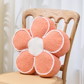 Flower Pillow Flower Throw Pillow Flower Floor Cushion Cute Seat Cushion Aesthetic Floor Cushion Decorative Throw Pillow for Bed,Couch(Orange,15.7")