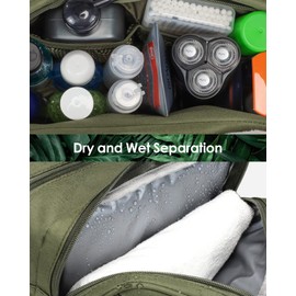 TACTICISM Toiletry Bag for Men - Dry Wet Separate Travel Toiletry Bag, Tactical Molle Dopp Kit for Men with Large Capacity, Water-Resistant Shaving Bag for Adult Women for Travel, Green