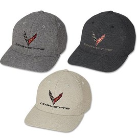 Corvette Premium Heather Flexfit Baseball Hat (US, Alpha, One Size, Navy)
