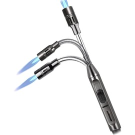 Auratrio Y17 360° Flexible Gas Lighter with Locking Device Storm, Jet Flame Lighter for Fireplace, Kitchen, Candles, BBQ, Oven, Campfire (Not Prefilled)