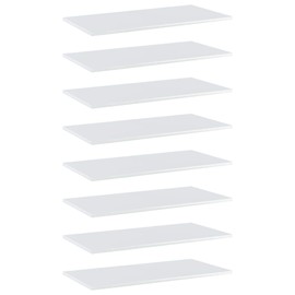 vidaXL White High-Gloss Bookshelf Boards, Replacement Engineered Wood Panels, 31.5"x15.7"x0.6", Home or Office Storage Solution - Add-on/Replace - Pack of 8