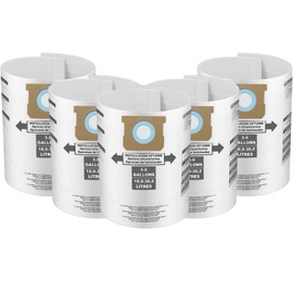 5 Pack For Shop Vac 5-8 Gallon Bags, For Type E - 90661 9066133; Type H 90671 9067133; VF2004, VHBS VDBS HEPA Vacuum Cleaner Disposable Collection Filter Bags,White