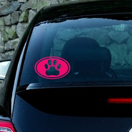 ANGDEST Dog PAW Oval (Pink) (Set of 2) Premium Waterproof Vinyl Decal Stickers for Laptop Phone Accessory Helmet Car Window Bumper Mug Tuber Cup Door Wall Decoration