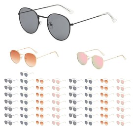 ENSARJOE 60-Pack Small Round Metal Sunglasses - 4 Colors (15 Each) | Wholesale UV400 Bulk