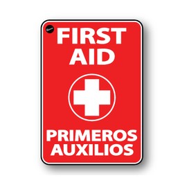 First Aid Bilingual Sticker Vinyl Decal Medical Safety Kit Van Vehicle - Multiple Sizes (2 x 1 inch)