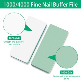 CGBE Nail Buffer and Shine Kit, 20pcs Nail Shine Buffer Blocks for Natural Acrylic Nails Polisher Fingernail Buffer Buffing File 1000/4000 Grit - Green