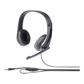 BUFFALO BSHSHCS115BK PC Headset, 4 Pole Connection, Antibacterial Resin Headband Type, Black