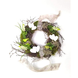 CreaFlor Home Door Wreath with Hearts, Diameter 30 cm with Muscari Green