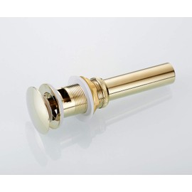 Wellsum Bathroom Pop-Up Drain Plumbing Sink Trim Kit, Solid Brass, with Overflow Function, Polished Gold, Lavatory Vessel Sink Drains