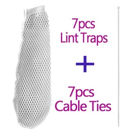 Nylon Lint Trap for Washing Machine Drain Systems & Discharge Hoses - Fits all washing machines (7pc Lint Traps+7pc Cable Ties)