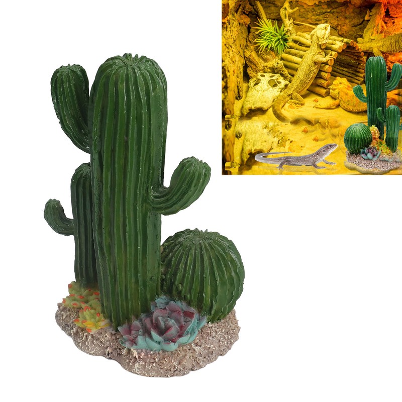 Simulation Resin Cactus Ornament Stable Aquarium Cactus Decoration with Succulents