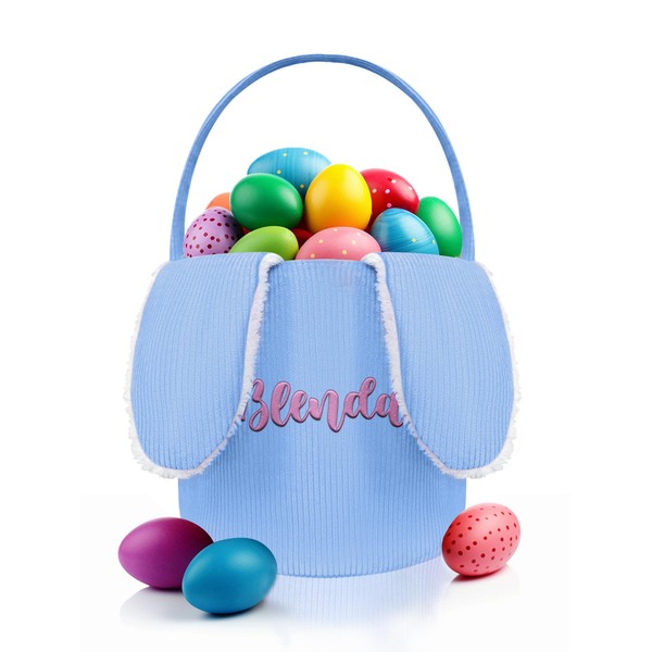 HUTARIO Personalized Easter Basket Egg Hunt Custom Embroidered Bunny Baskets