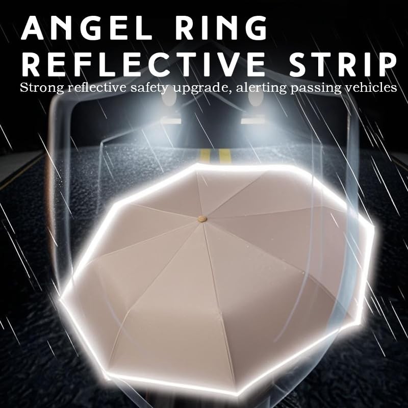 Foldable Windproof Ring Buckle Umbrella with Protect the Reflective Strip