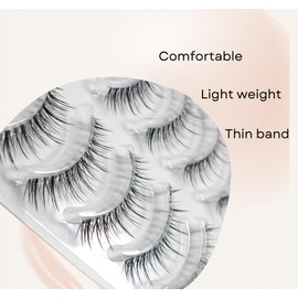 ANCLOY Natural False Eyelashes, 5 Pairs DIY False Eyelashes for Women, Light Weight and Long Lasting, Natural Looking (Natural H), black