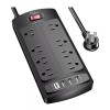 Nuetsa Surge Protector, Power Strip, USB Charging, 8 Outlet, 6