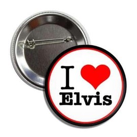 I Love (heart) Elvis Button Badge Pinback, 2.25 Inches