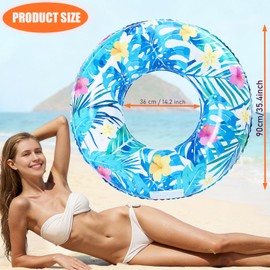4 pcs Large Luau Pool Floats Inflatable Floaties Rings for Adults, Floating Pool Tubes for Teens, Hawaiian Pool Floats Swimming Beach Pool Party Decorations (Blue)