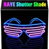 PINFOX Light Up Flashing Shutter Neon Rave Glasses El Wire