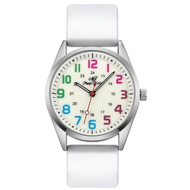 SIBOSUN Womens Watch Women's Wrist Watches Ladies Watches for Small Wrists Fashion Slim Small Watches for Women Silicone Simple Thin Waterproof RIST Quartz Watch Rainbow Color by Number Watches White