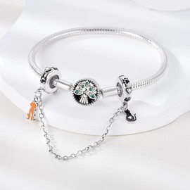 Hapour 925 Sterling Silver Safety Chain for Bracelets Charms Dangle Pendant Beads Jewellery Charm for Women, Sterling Silver, Cubic Zirconia