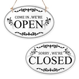 Open and Closed Business Sign, 30 x 20 cm, Double-Sided, Reversible, Come in We're Open and Sorry We're Closed Sign, Shop Hanging Sign for Cafe, Hotel, Restaurant