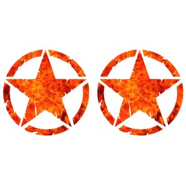 Destroyed Military Star Sticker US Army - Shapes Kit Pack - 2 Pieces - 4x4 Offroad Car Motorcycle - Various Sizes 5 10 15 20 25 30 cm - Made in Italy (10 cm, Flames)