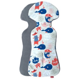 BYBOOM Basics Baby Seat Cover, Seat Insert 77 x 32 cm, Cotton and Terry Side, Universal for Baby Seat, Car Seat, Pram, Buggy, Bicycle Trailer, Can Be Used on Both Sides, Soft, Skin-Friendly