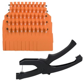 Z Tags One-Piece 50pcs TPU Blank Large Cattle Ear Tags with Specialized Pliers, Animal Identification Tag for Cows Goats Sheep Pigs (Orange)