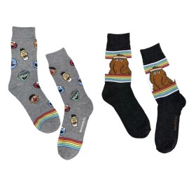High Point Design New SESAME STREET Mens 2 Pair Of Socks GROVER, SNUFFY. BERT, ERNIE, ELMO, COOKIE