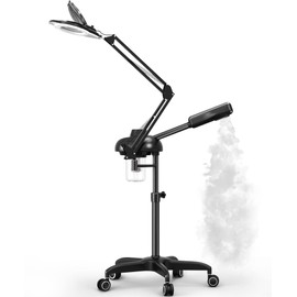 TASALON 2-in-1 Professional Facial Steamer, Hot Ozone Face Steamer for Facial with 5X Magnifying Lamp, Esthetician Steamer for Salon Beauty and Spa Shop, Skin Care Equipment with New Upgrade Wheels