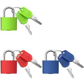 MEISO 3 Pcs Mini Security Padlock with Key, Suitcase Locks Colorful Small Padlock for Luggage Padlocks Backpack Luggage Lock Locks with Keys Lock and Key