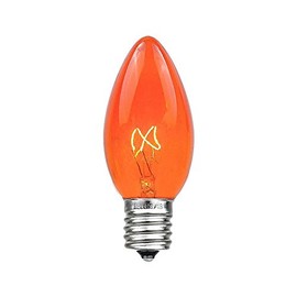 Novelty Lights Incandescent Christmas Replacement Bulbs - Indoor/Outdoor Individual Bulbs for Christmas Tree, Display, & More - C9/E17 Intermediate Base, 7 Watt Lights (Orange, 25 Pack)
