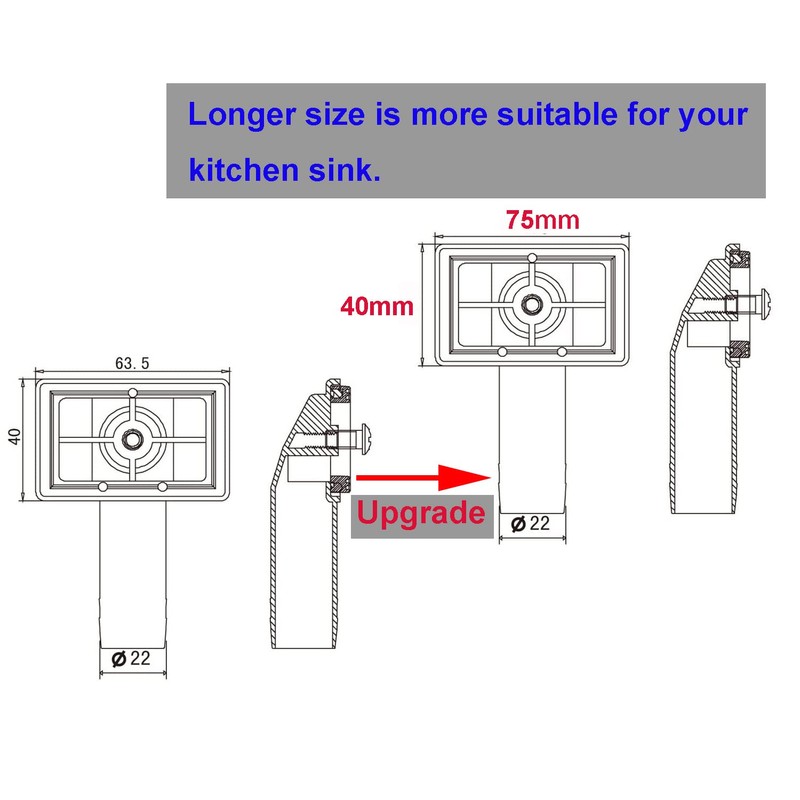 Qrity 2 Pieces Overflow Head Sink Overflow Rectangle Interface, 75x40mm