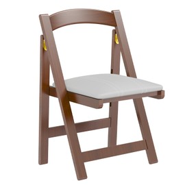 VTV Wooden Folding Chairs with Padded Cushion,Foldable Portable Commercial Chair Bamboo Folding for Indoor and Outdoor Events Party Chair for Home Office, Guest Room,Conference Room (Walnut)
