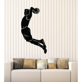 Large Vinyl Wall Decal Basketball Jump Fan Sport Ball Player Game Decor Stickers Mural (g7031) Black