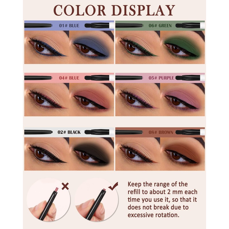 Matte Eyeliner Pencil, Blue & Green Eyeshadow Eye Liner Pencil,