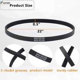 𝟮𝟬𝟮𝟰 𝗨𝗽𝗴𝗿𝗮𝗱𝗲 WH01X27538 Washer Drive Belt Replacement for GE Hotpoint Washing Machine - Replace Part for 4587903, AP6328256, PS12299369
