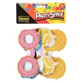 Idena 40444 Party Fun Paper Glasses, Pack of 4, in the Fun Designs Donut, Pineapple, Disco Ball and Waffle Ice Cream, 13 cm Wide, 12.5 cm Long Paper Hangers