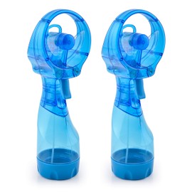 O2COOL Deluxe Handheld Battery Powered Water Misting Fan (Light Blue) 2 Pack